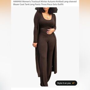 ‼️SOLD Brown 3 piece loungewear size medium